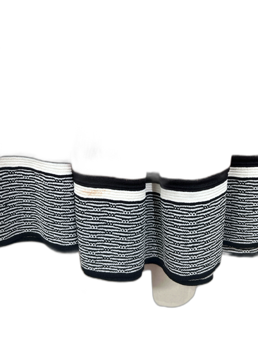 Sandro Size 1 Brown, Black, White Viscose Knit Stripe Ruffle Hem Mini Skirt Brown, Black, White / 1