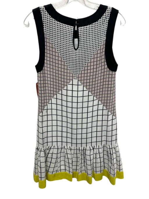 Trina Turk Size S Black, taupe & yellow Silk Sleeveless Print Block Knee Dress Black, taupe & yellow / S
