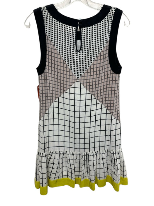 Trina Turk Size S Black, taupe & yellow Silk Sleeveless Print Block Knee Dress Black, taupe & yellow / S