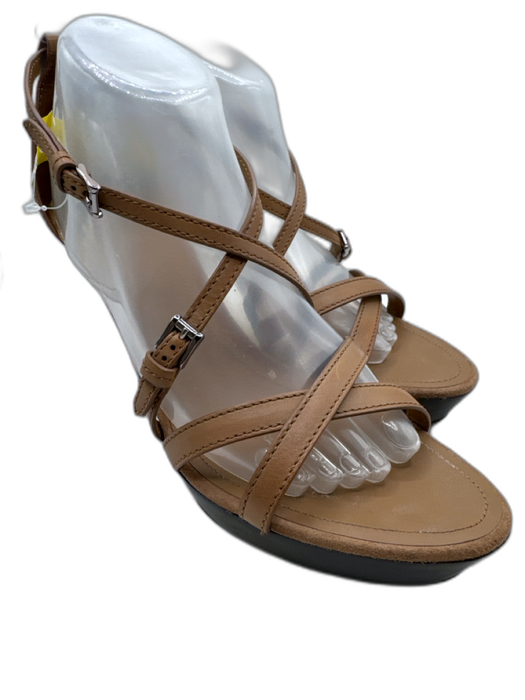 Tod's Shoe Size 41 Beige Leather Upper Criss Cross Ankle Buckle Platform Sandals Beige / 41