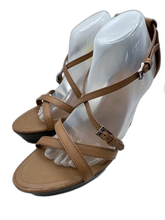 Tod's Shoe Size 41 Beige Leather Upper Criss Cross Ankle Buckle Platform Sandals Beige / 41