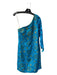 Lily Pulitzer Size 10 Teal & Yellow Silk One Shoulder Overlay Embroidered Dress Teal & Yellow / 10