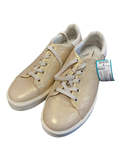 naturalizer Shoe Size 7.5 Gold & White Fabric Low Top lace up Round Toe Sneakers Gold & White / 7.5