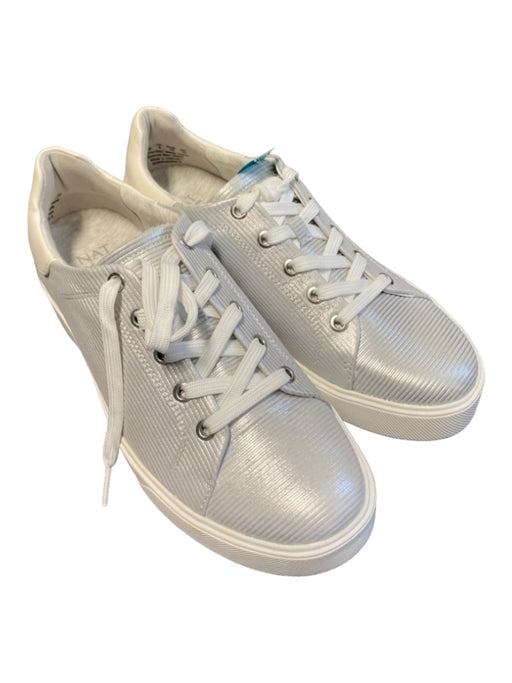 naturalizer Shoe Size 7.5 Silver & White Fabric Low Top lace up Shimmer Sneakers Silver & White / 7.5