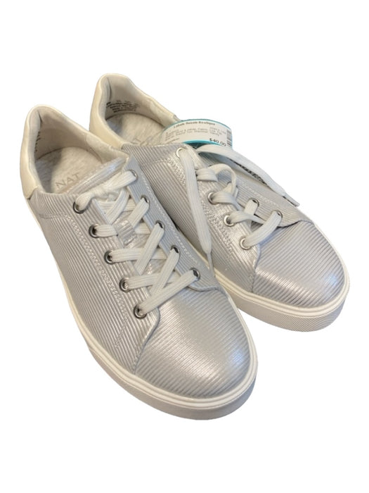 naturalizer Shoe Size 7.5 Silver & White Fabric Low Top lace up Shimmer Sneakers Silver & White / 7.5