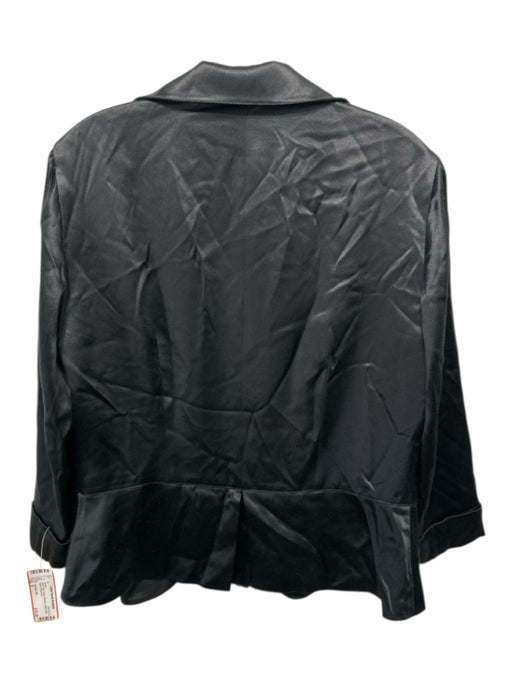 Lafayette 148 Size 8 Black Silk Cuffed Sleeves Open Front Blazer Jacket Black / 8