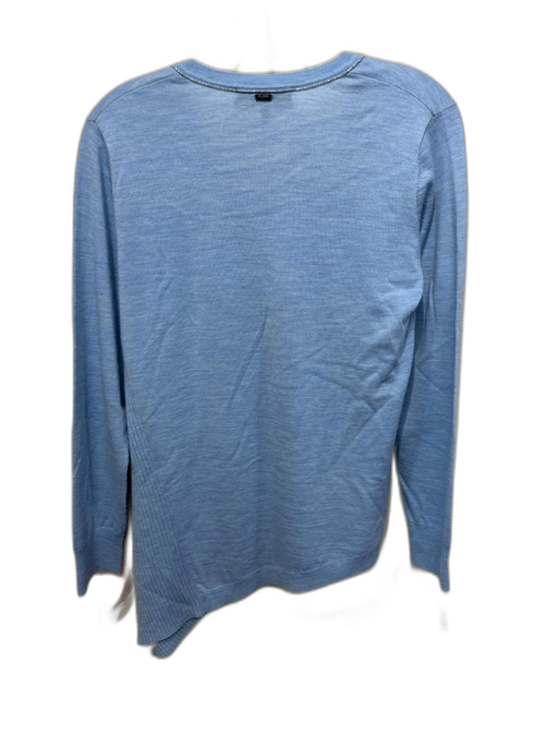 St. John Size S Light Blue & Silver Wool Long Sleeve V Neck Metal detail Sweater Light Blue & Silver / S