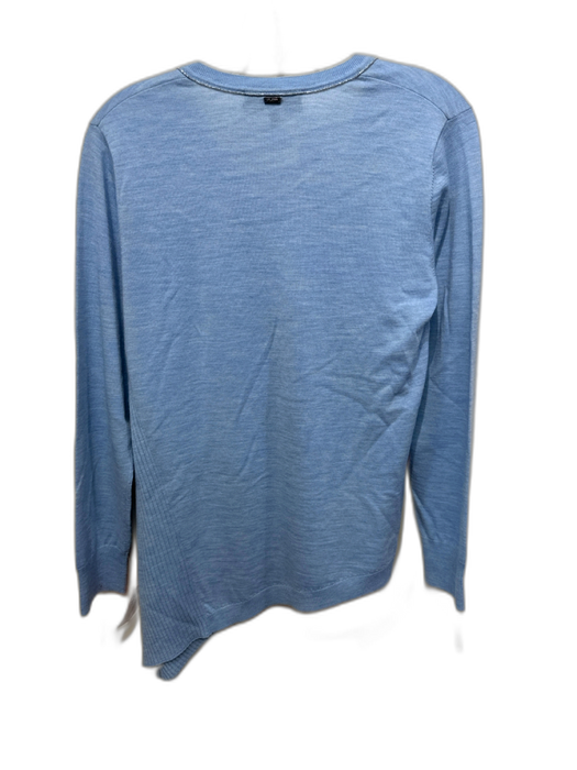 St. John Size S Light Blue & Silver Wool Long Sleeve V Neck Metal detail Sweater Light Blue & Silver / S