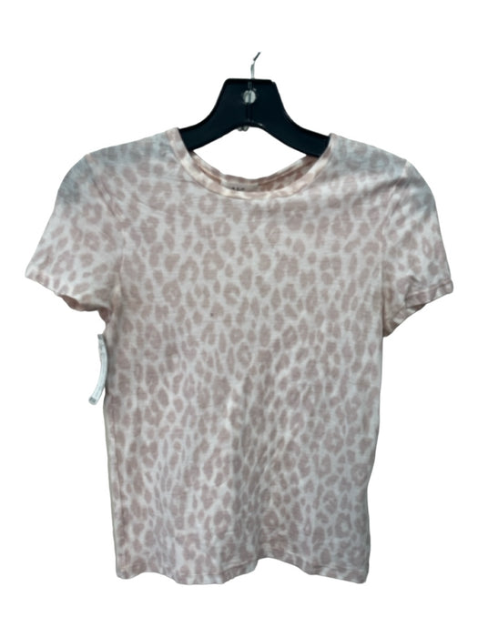 A.L.C. Size S Pink & White Cotton Leopard Print Short Sleeve Top Pink & White / S