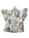 Aje. Size 4 White & Multi Cotton Keyhole Pleated Watercolor Flutter Sleeve Top White & Multi / 4