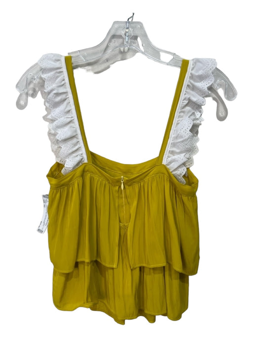 Koch Size XS Yellow & White Polyester Scalloped Sleeveless Back Zip Top Yellow & White / XS