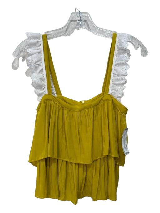 Koch Size XS Yellow & White Polyester Scalloped Sleeveless Back Zip Top Yellow & White / XS