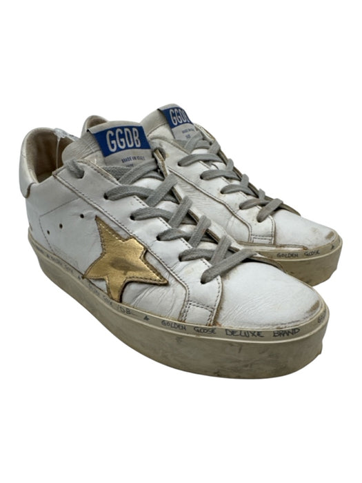 Golden Goose Shoe Size 36 White & Gold Leather Upper Logo Low Top Sneakers White & Gold / 36