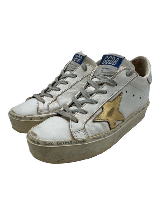 Golden Goose Shoe Size 36 White & Gold Leather Upper Logo Low Top Sneakers White & Gold / 36