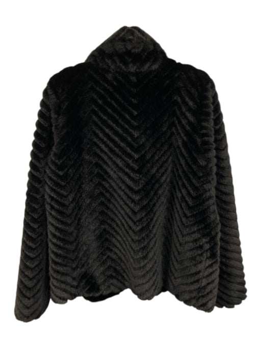 Bernardo Size M Black Faux Fur Pockets Open Front Jacket Black / M