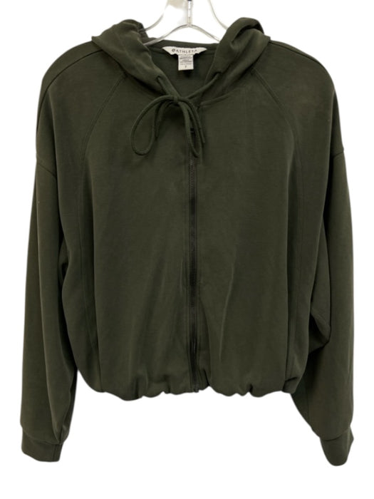 Athleta Size S Green Polyester & Tencel Blend Zip Front Hood Jacket Green / S