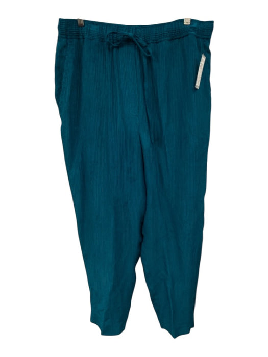 St. John Size L Teal Viscose Drawstring Waist Pockets Pants Set Teal / L