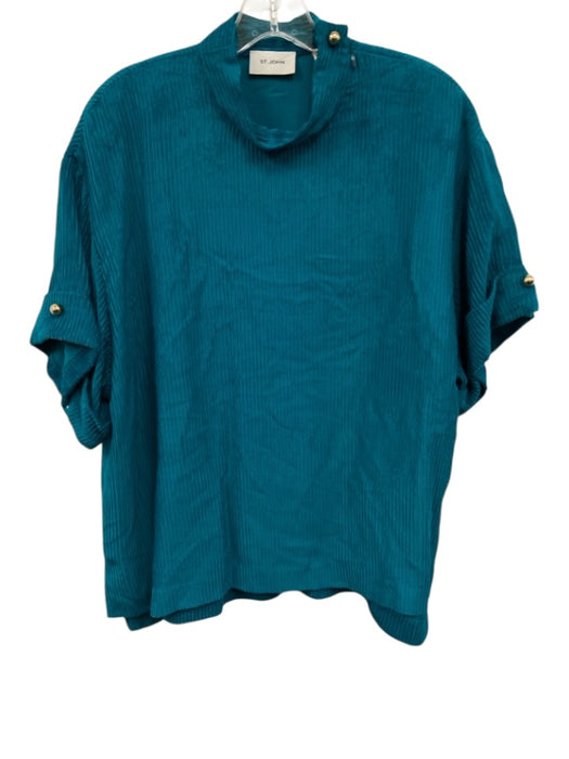 St. John Size L Teal Viscose Drawstring Waist Pockets Pants Set Teal / L