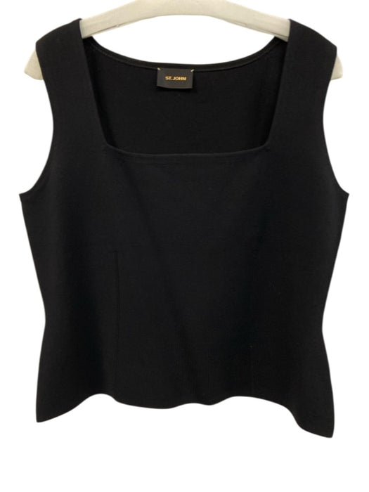 St. John Size L Black Viscose & Polyester Sleeveless Top Black / L