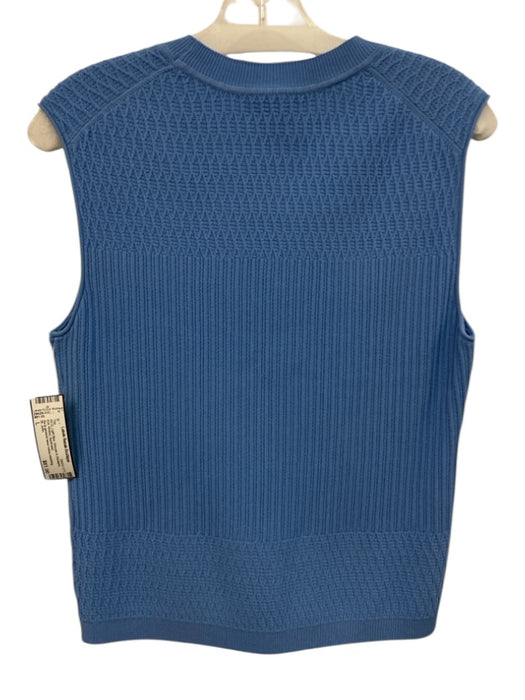 St. John Size L Light Blue Viscose & Elastane Knit Ribbed Top Light Blue / L