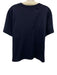 St. John Size L Navy Blue Cotton Short Sleeve Embroidered Top Navy Blue / L