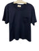 St. John Size L Navy Blue Cotton Short Sleeve Embroidered Top Navy Blue / L