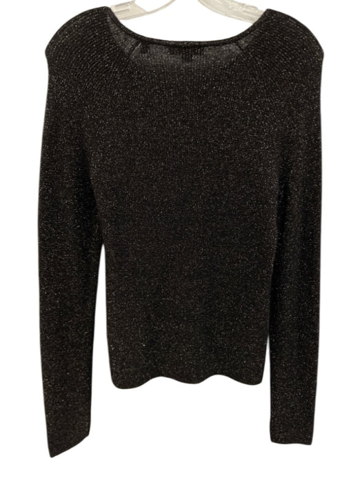 Vince Size M Black Polyamide & Wool Shimmer Semi Sheer V Neck Sweater Black / M