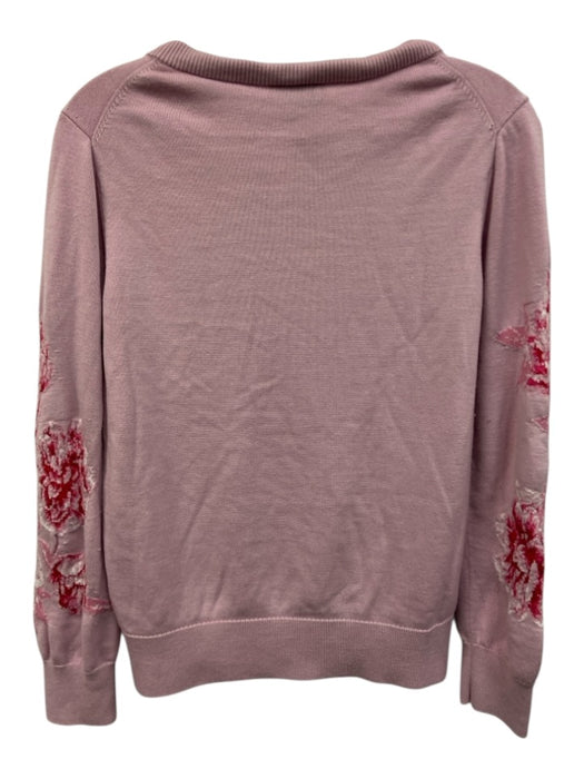 St. John Size L Light Pink Wool, Silk and Rayon floral print Sweater Light Pink / L