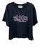 St. John Size L Navy Blue Cotton Short Sleeve Embroidered Top Navy Blue / L