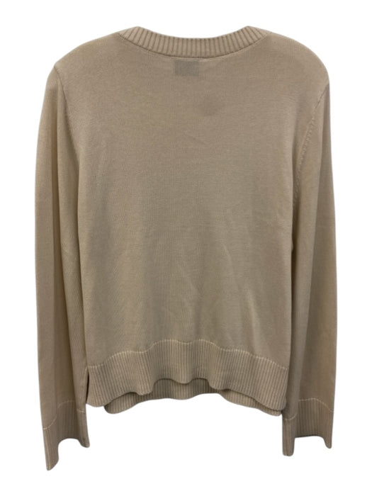 St. John Size L Cream Cotton ribbed hem Long Sleeve Sweater Cream / L