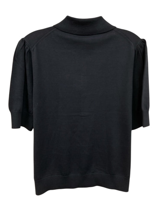 St. John Size L Navy Blue Silk & Cotton goldtone hardware Short Sleeve Polo Top Navy Blue / L