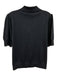 St. John Size L Navy Blue Silk & Cotton goldtone hardware Short Sleeve Polo Top Navy Blue / L