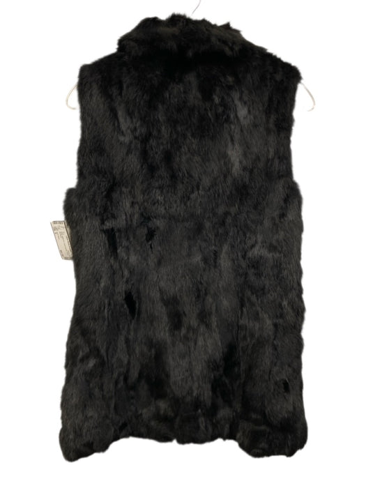 Love Token Size S Black Rabbit Fur Front Pockets Fuzzy Vest Black / S