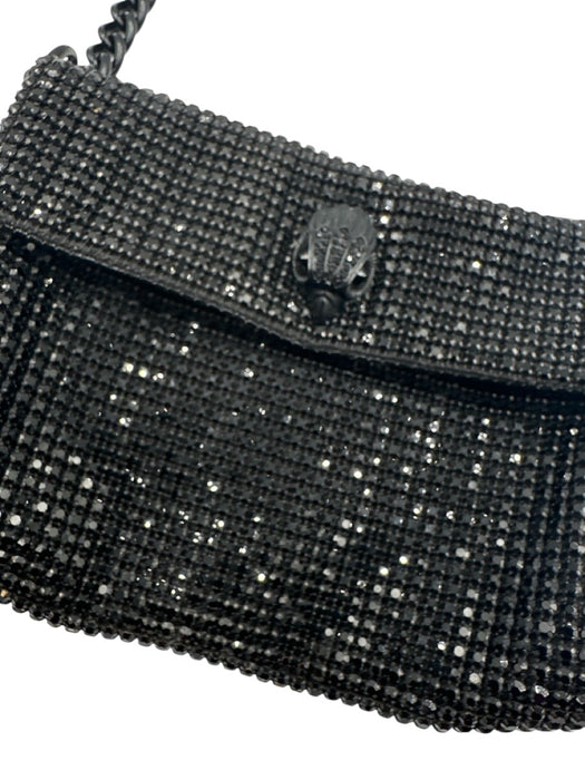 Kurt Geiger Black Polyurethane Crystal Accents Crystal Glass Bag Black