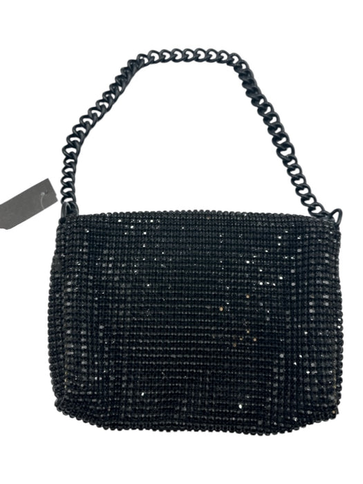 Kurt Geiger Black Polyurethane Crystal Accents Crystal Glass Bag Black