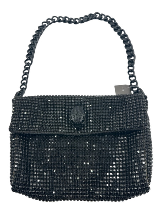 Kurt Geiger Black Polyurethane Crystal Accents Crystal Glass Bag Black