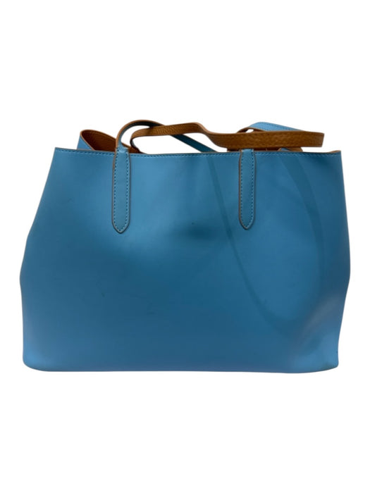 Draper James Blue & Brown Leather Reversible Tote Keychain Pouch Included Bag Blue & Brown / L