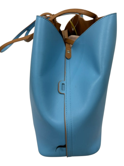 Draper James Blue & Brown Leather Reversible Tote Keychain Pouch Included Bag Blue & Brown / L
