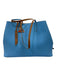 Draper James Blue & Brown Leather Reversible Tote Keychain Pouch Included Bag Blue & Brown / L