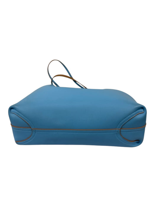 Draper James Blue & Brown Leather Reversible Tote Keychain Pouch Included Bag Blue & Brown / L