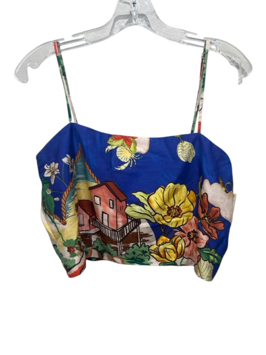 Antonio Melani Size 4 Blue, Green, Yellow Cotton Floral House print Crop Top Blue, Green, Yellow / 4