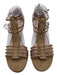 Stuart Weitzman Shoe Size 8.5 Beige Suede open toe Stacked Heel Caged Pumps Beige / 8.5