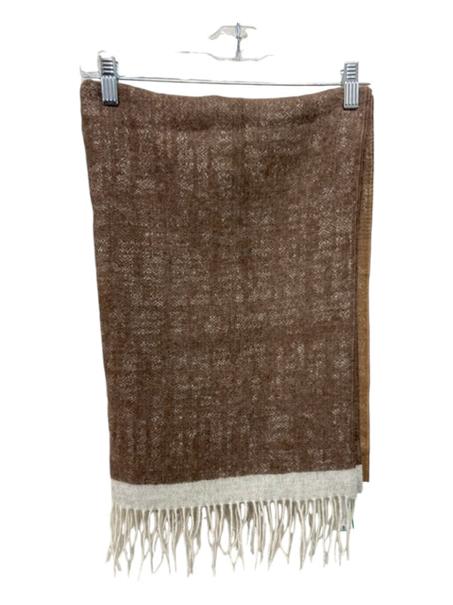 Eileen Fisher Brown & Cream Alpaca Fringe trim Ombre scarf Brown & Cream / One Size