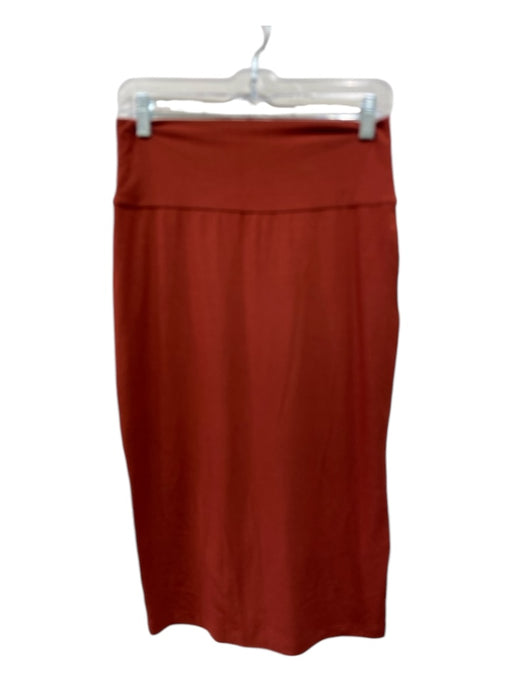 Eileen Fisher Size XS Rust Red Rayon Blend Body Con Midi Elastic Waist Skirt Rust Red / XS