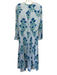 Oliphant Size XS Blue, White & Teal Cotton Striped Floral Long Sleeve Dress Blue, White & Teal / XS