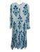 Oliphant Size XS Blue, White & Teal Cotton Striped Floral Long Sleeve Dress Blue, White & Teal / XS