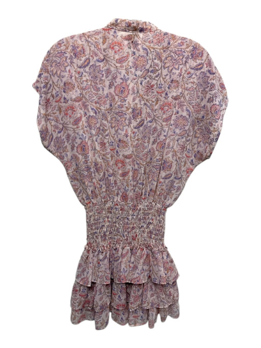 Misa Size S Pink, Purple & Orange Polyester Floral Dolman Cap Sleeve Dress Pink, Purple & Orange / S