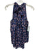 Oliphant Size M Navy Blue & Beige Viscose Sleeveless Abstract Tie Neck Top Navy Blue & Beige / M