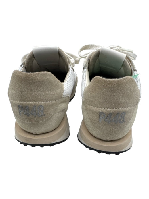 P448 Shoe Size 37 White & Beige Leather Upper Textured Suede Detail Sneakers White & Beige / 37