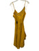 Farm Rio Size Small Yellow & Beige Linen Spaghetti Strap Eyelet High Low Dress Yellow & Beige / Small
